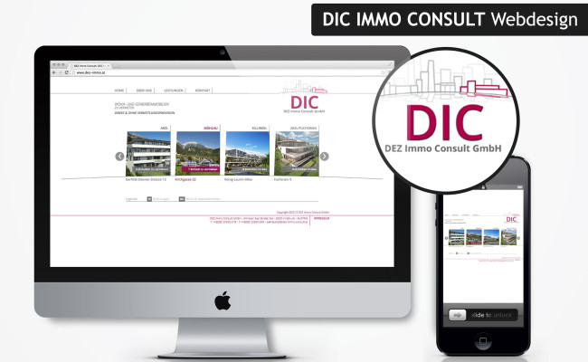 Webdesign von Werbeagentur Tirol für DEZ Immo Consult